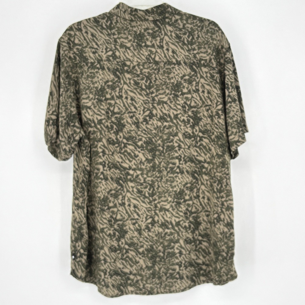 Union Brand Camo Floral Rayon Button Up Shirt Green Tropical Mens Large - Picture 5 of 8